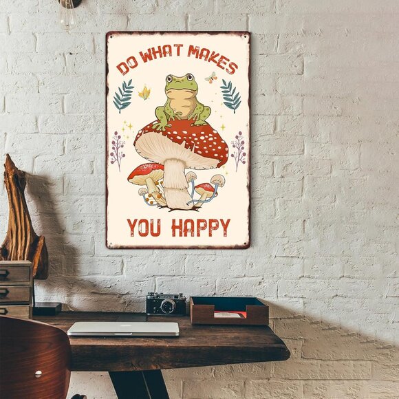 Whimsical Frog on Mushroom Tin Sign (NWT) - Picture 6 of 7